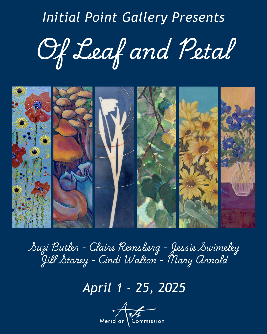 Poster for Initial Point Gallery art show "Of Leaf and Petal"