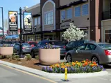 A street in Downtown Meridian, Idaho with traffic